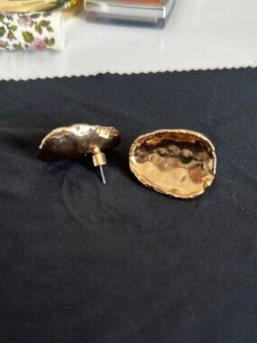 Gold Textured Stud Earrings